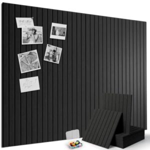 Markdang Large Felt Bulletin Board 48" x 36", 12 Pack Cork Boards for Walls with 30 Pushpins,80 Adhesive Tabs, Cork Board Alternative for Home Office Classroom Decor (Black)