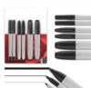 Marker Pens, Multi-Tip Set, Fine/Ultra-Fine/Beveled Tips, Black, 6-Pack
