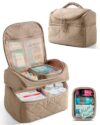 Marscamd Dual Layer Medicine Storage Bag with Portable Small Pouch, Camel