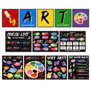 Marspark 12 Pcs 13.8 x 11 Inches Art Poster Classroom Inspirational Quotes Decorations Set Classroom Learning Poster Materials for Elementary Middle High Schools Students Teachers Office Supply
