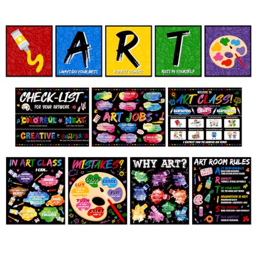 Marspark 12 Pcs 13.8 x 11 Inches Art Poster Classroom Inspirational Quotes Decorations Set Classroom Learning Poster Materials for Elementary Middle High Schools Students Teachers Office Supply
