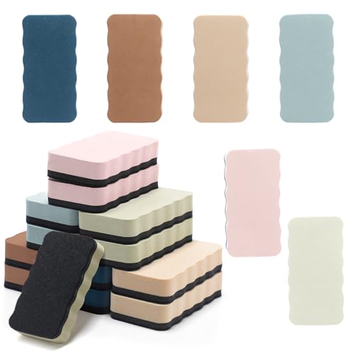 Marspark 12 Pcs Dry Erase Eraser Back to School Magnetic Whiteboard Erasers for Classroom Morandi Color Whiteboard Cleaning Pads Classroom Must Have Teacher Supplies for School Office Home(Solid)