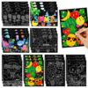 Marspark 24 Pcs Summer Crafts for Kids Bulk Color Your Own Summer Scratch Posters DIY Magic Scratch Paper Black Off Art Paper Gifts Kit Doodle Art for Home Holiday School Party Activities