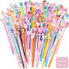 Marspark 80 Pcs Cute Pens Bulk Fun Cartoon Black Gel Ink Cool Animal Pens for Kids 28 Styles Assorted Style Novelty Rollerball Cartoon Stationery for Office Back to School Gifts Student Prizes