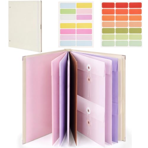 Marspark Aesthetic Important Document Organizer 2026 Edition with Labels, 10 Expandable Pockets, Life Binder Folder for Home Shool Office Organization for Papers Passports Letters(Morandi)