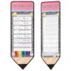 Marspark Daily Schedule Pocket Chart Pencil Theme 8+1 Pocket Chart for Classroom Visual Composition Schedule with Double Sided Dry Eraser Card for Classroom Home Office Educational Teacher Supplies