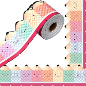 Marspark Pencil Pastel Bulletin Board Borders 72 ft Checkerboard Rolled Stripes Classroom Border Trim Scalloped Classroom Borders for Back to School Chalkboard Whiteboard Bulletin Board Decorations