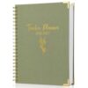 Marspark Teacher Planner 2026-2027 Weekly and Monthly Daily Agenda Book with Gold Foil Linen Cover and Performance Tracking Logs for Educators July 2026 to June 2027 Organizer Large A4 8.5 x 11(Green)