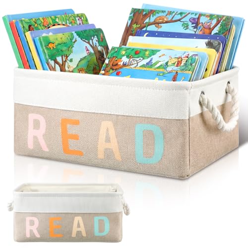 Marsui Read Storage Basket, Reading Corner Organizer Supplies Classroom Library Storage Bin Book Lover Gifts Bookish Bookworm Gift for Kindergarten Elementary Student Reading Corner Accessories