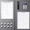 Marte Vanci Magnetic Dry Erase Board for Fridge, Weekly Calendar Menu Board, Small Refrigerator Whiteboard & Meal Planning Board Set for Fridge with 8 Magnets & 3 Pens for Grocery Shopping List