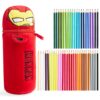 Marvel Spiderman Colored Pencils and Pencil Case 48 Pcs Color Pencil Set Art Supplies (Red Iron Man)