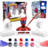 Marvel Spiderman Paint Your Own Figurines Set - Bundle with DIY Painting Set Featuring Spider-Man, Miles Morales, Ghost Spider Plus Stickers | Spiderman Painting Kit for Kids