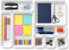 Masirs Interlocking Drawer Organizer Bins - Durable Plastic, Various Sizes for Custom Layout Design. Great for Desk Drawer, Tool Box or Garage Organization. (White | 8-Piece Set)