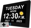 MASSII 27 Alarms Digital Talking Clock with Time Date Announcement, Auto DST, 20 Custom Reminders, 10-Level Dimmer, Sleep Trainer, Large Day Calendar Clock for Elderly Dementia Alzheimers -with Remote