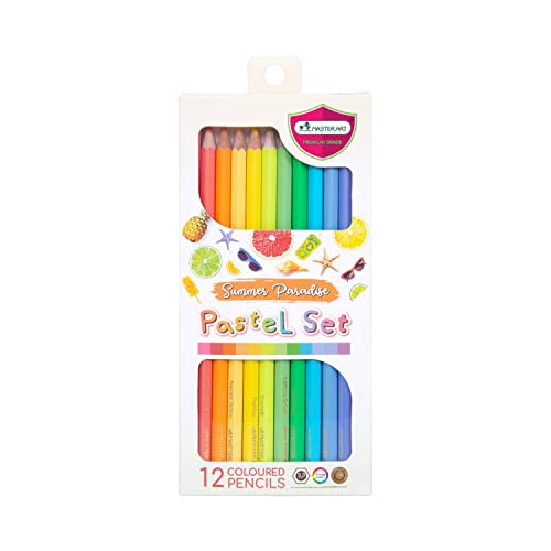 MASTERART Pastel Colored Pencils 12 Colors for Kids and Adults Coloring (SUMMER PARADISE PASTELS)