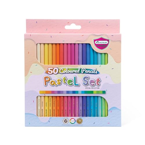 MASTERART Pastel Colored Pencils 50 Colors for Kids and Adults Coloring