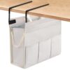 MASTLU Under Desk Hanging Storage Bag, Desk Organizer Storage, Office Side Storage Bag, Compatible with A4 Files, Detachable Handle Design, No Assembly Required, for Office Home School (Beige)