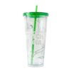 MATCHA DNA Clear Tumbler with Lid and Straw, Insulated Travel Coffee Mug, Plastic Spill Proof Tumbler Cup for Hot or Cold Drinks, Portable, Reusable Cup for Matcha On-the-Go 8 oz