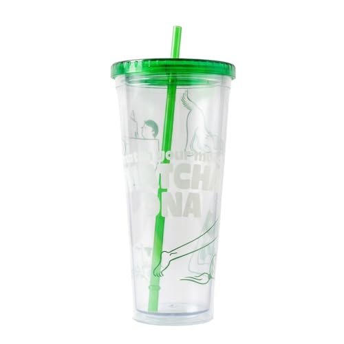 MATCHA DNA Clear Tumbler with Lid and Straw, Insulated Travel Coffee Mug, Plastic Spill Proof Tumbler Cup for Hot or Cold Drinks, Portable, Reusable Cup for Matcha On-the-Go 8 oz