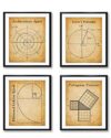Math Art Prints - Archimedean Spiral, Euler's Formula, Fibonacci Golden Spiral, Pythagoras Theorem - Set of Four Gallery Wall 8x10 Unframed - Geometry Wall Decor & Math Poster