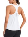 MathCat Women's Workout Tank Tops Racerback Sleeveless Tops Loose Fit Yoga Shirts Athletic Running Tank Top for Women White