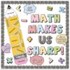 Math Makes US Sharp Bulletin Board Decorations Set with Borders Composition Notebook Math Cutouts Decor for Teachers Back to School Bulletin Board for Class School Classroom Chalkboard Wall Decor