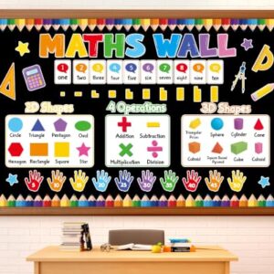 Math Wall Bulletin Board Decoration Set Colorful Math Classroom Decoration Mathematical Bulletin Board Numbers Four Operations Paper Cutouts for Back to School Classroom Office Door Wall Decor