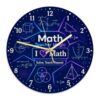 Math Wall Clock, Educational Modern Geometric Shapes Equations None Blue Quiet Wall Clock for Living Room Bedroom Kitchen Decor 11.6x11.6 Inches