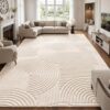 MATIIUI Beige Geometric 9x12 Solid Area Rug, Washable Living Room Rug