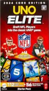 Mattel Games UNO Elite NFL Card Game, 2024 Officially Licensed Core Edition with 4 Collectible Foil Cards Featuring Team Players