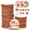 Max Fun Natural Wood Slices 30Pcs 2.4-2.8'' Craft Wood Kit Christmas Ornaments Unfinished Predrilled with Hole Wooden Circles for Arts and Crafts Christmas Holiday Ornaments DIY Crafts