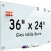 MaxGear 36" x 24" Glass Whiteboard Wall Mounted for Office Home Classroom
