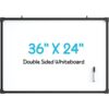 MaxGear 36" x 24" Large Double-Sided Dry Erase Whiteboard, Aluminum Frame