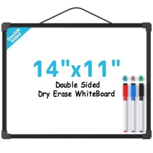 MaxGear Small Dry Erase Board, 14"x11" Double Sided Whiteboard, Black Frame