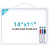 MaxGear Small Dry Erase Board, 14"x11" Double Sided Whiteboard, White Frame