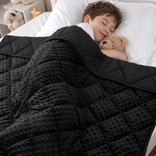 MAXTID Weighted Blanket for Kids 5lbs 36"x48" Kids Blanket for Boys & Girls Weighted Throw Blanket Children Bedding Gifts for 5 6 7 8+ Year Old Kid Small Weighted Comfort Blankets,Black