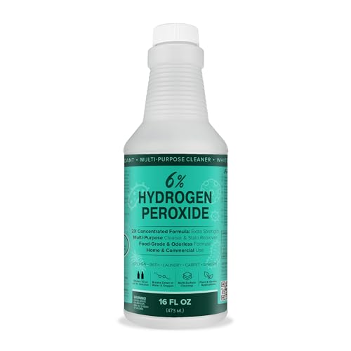 MAXTITE 6% Hydrogen Peroxide Solution, 16 Fl Oz - Food-Grade H2O2 & Water - Versatile Multi-Surface Cleaner for Kitchen, Bath & Laundry - 2X Concentrated - HDPE Bottle w/Child-Safe Cap - Made in USA
