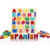 MAYAPHILOS Wooden Alphabet Puzzle, Learn Spanish for Kids with 27 Spanish Letters, Colorful ABC Shape Puzzles for Kids, Preschool Educational Learning Toys for Girls and Boys