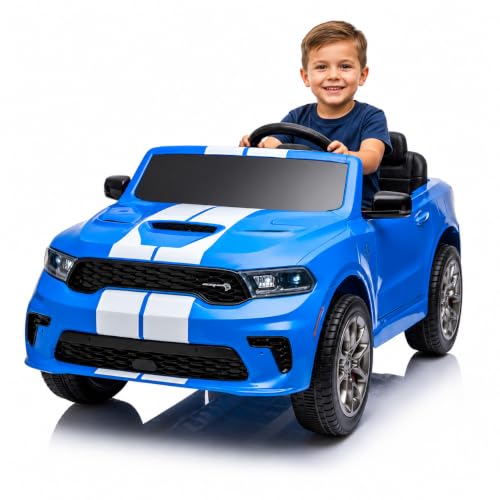 Maybird Licensed Dodge 12V Kids Ride On Police Car, Electric Toy Car with Parental Remote Control, Real Megaphone, Siren Lights & Music, Dual Motors, Safe Electric Car for Toddlers Boys Girls (Blue)