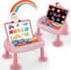 MAYESAR Magnetic Drawing Board for Toddlers 1-3, Double-Sided Toddler Art Easel with Magnetic Letters and Numbers, Chalkboard Learning Toy Gift for 1-3 Year Old Girls, Pink