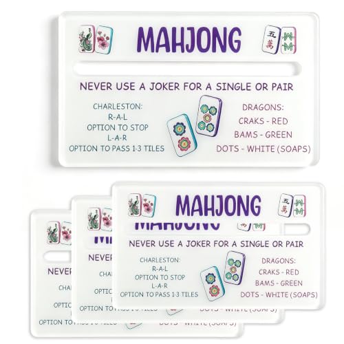 maytcang Mahjong Line Reader with Rules 4 Pack Acrylic Mahjong line Finder ADHD Dyslexia Overlays Guided Reading Tool Instructions for Beginners, Mah Jongg Accessories, Mah Jongg Gifts for Women