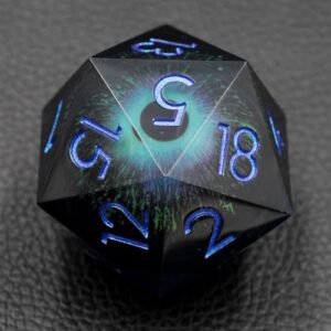 Maywin Oversized Large 50MM Eyeball Core D20 with Gift Case,Handmade Sharp Edge Single Jumbo Polyhedral Dungeons and Dragons Dice(Purple Persian Eyeball-1)