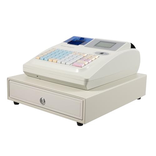 MBSQFJTC Electronic Cash Register, 48 Keys 8 Digital LED Cash Register, POS with Receipt and Journal Printers for Small Business, supermarkets, Restaurants, Convenience Stores, cafes, Bakeries