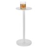 mDesign Glass Top Side/End Drink Table - Tall Modern Round Accent Metal Nightstand Furniture for Living Room, Dorm, Home Office, and Bedroom - 9" Round - Matte White