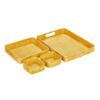 mDesign Nesting Hammered Stainless Steel Tray Set with Handles - Decorative Serving Trays for Entertaining - Holds Food, Tea, or Coffee - Metal Serving Platter for Breakfast Table - Set of 4 - Yellow