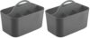 mDesign Small Plastic Shower/Bath Storage Organizer Caddy Tote with Handle for Dorm, Shelf, Cabinet - Hold Soap, Shampoo, Conditioner, Combs, Brushes, Lumiere Collection, Dark Gray (Pack of 2)