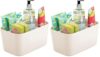 mDesign Small Plastic Shower/Bath Storage Organizer Caddy Tote with Handle for Dorm, Shelf, Cabinet - Hold Soap, Shampoo, Conditioner, Combs, Brushes, Lumiere Collection, Cream/Beige (Pack of 2)