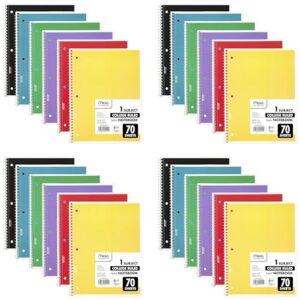 Mead Spiral Notebook, 1 Subject, College Ruled Paper, 7-1/2" x 10-1/2", 70 Sheets per Notebook, Colors Will Vary (73065) (Pack of 24)