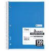 Mead Spiral Notebook, 3 Subject, College Ruled Paper, 8" x 11", 120 Sheets, Color Will Vary (820394-25)