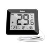 MEBUS Digital Thermometer Indoor and Outdoor with Wired Outdoor Sensor, Time, Min/Max Values, Colour: Black, Model: 48432